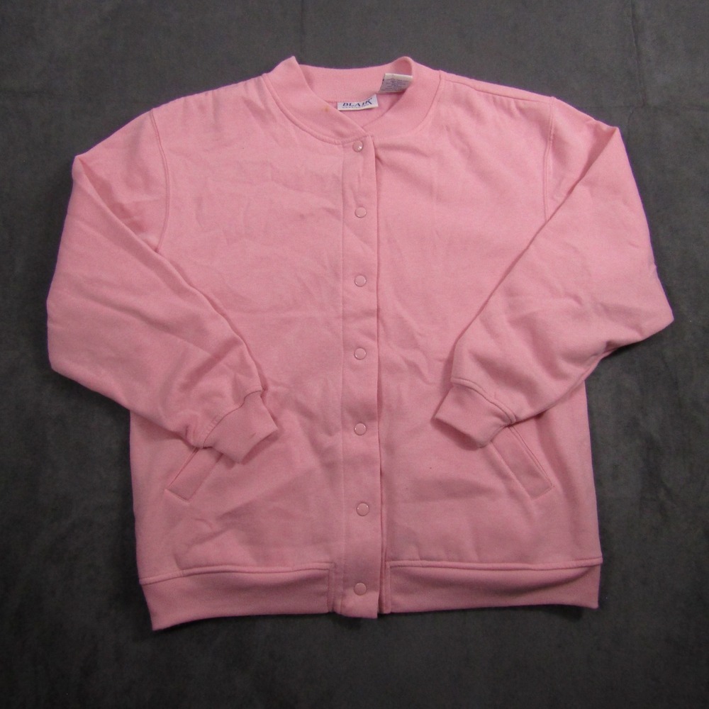 Blair Snap Front Sweatshirt Women Medium Petite Pink Fleece Cardigan Vintage